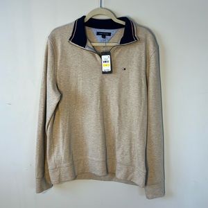 NWT Tommy Hilfiger Men’s Quarter Zip Sweater Tan Size Medium